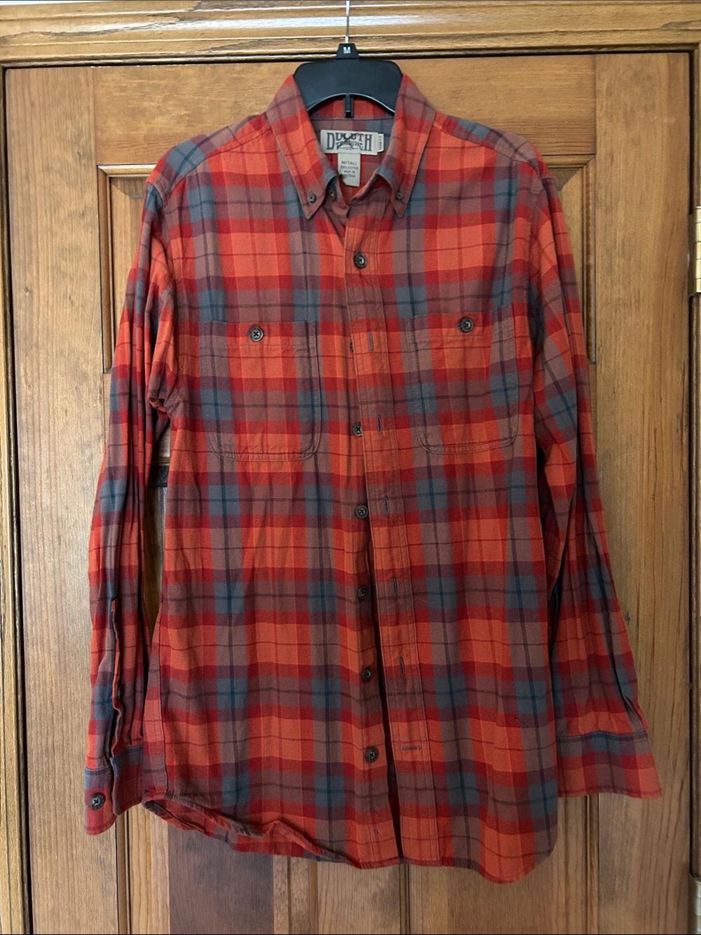 Duluth Trading Red Plaid Button-Up Shirt